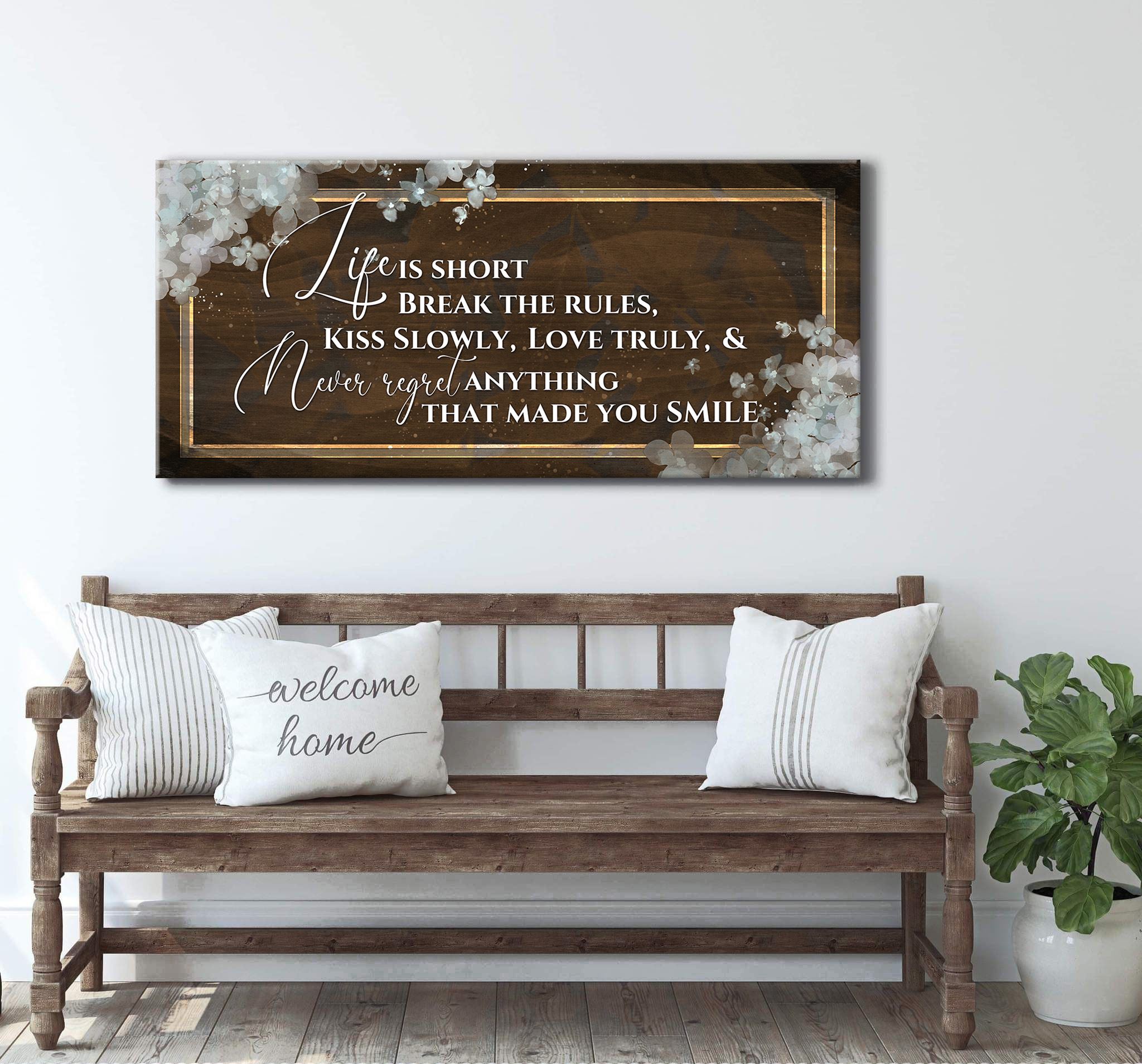 Exclusive Offer! Ready-to-Hang Wood Frame Home Wall Art - Life Is Short V3