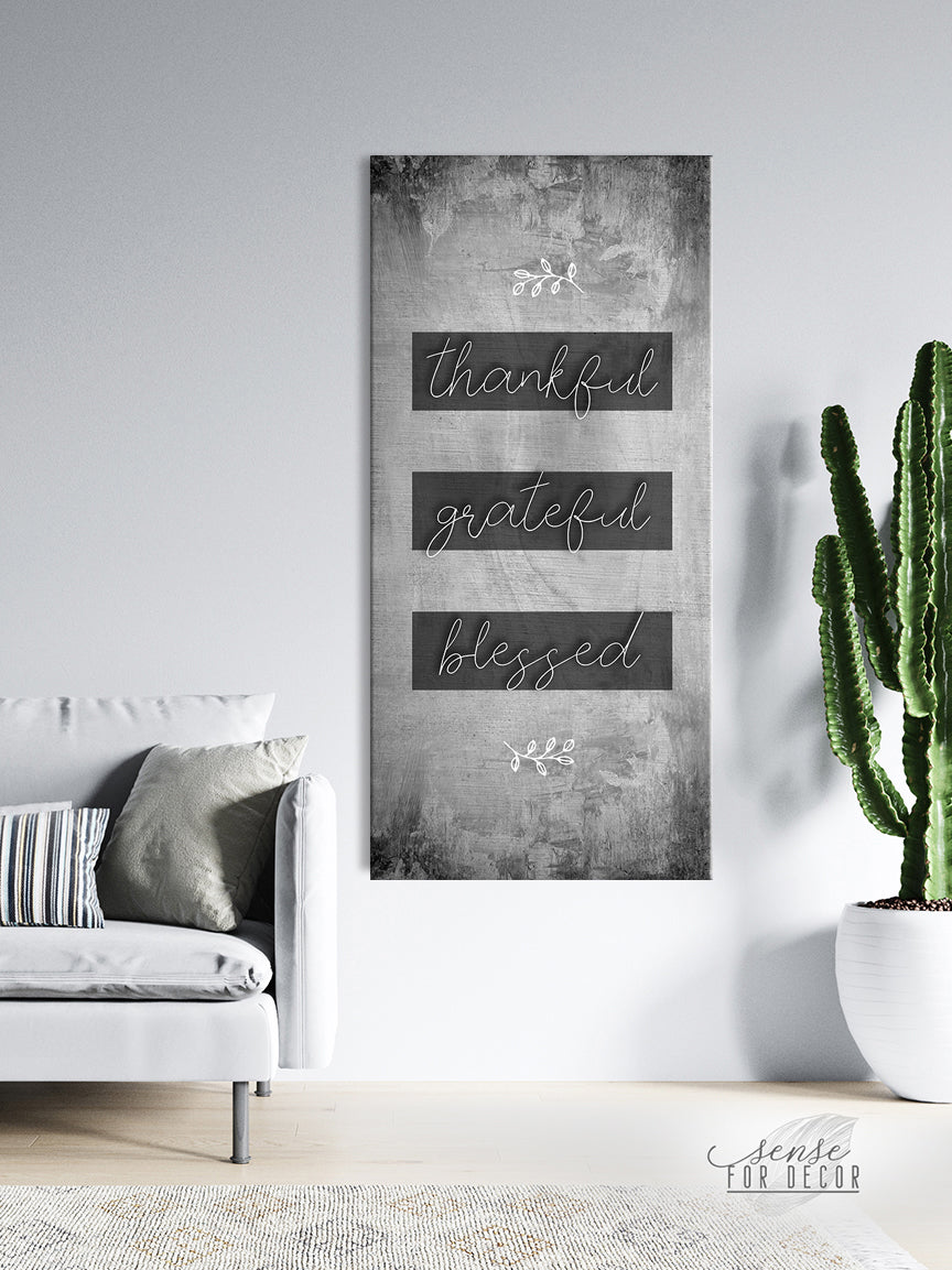 Hot Deal! Christian Wall Art - Thankful Grateful Blessed V14 with Wood Frame, Ready to Hang