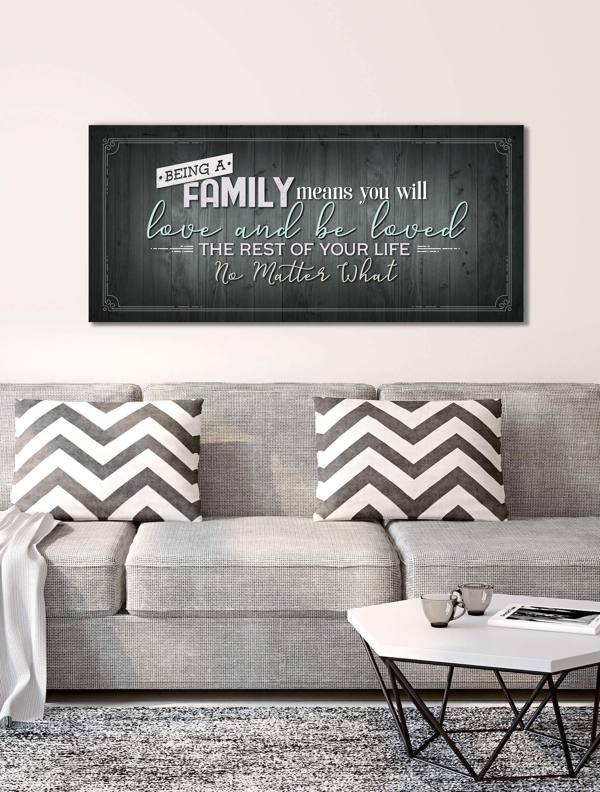 Limited-Time Offer! High-Quality Home Wall Art - 'Being A Family Means You Love' with Wood Frame, Ready to Hang