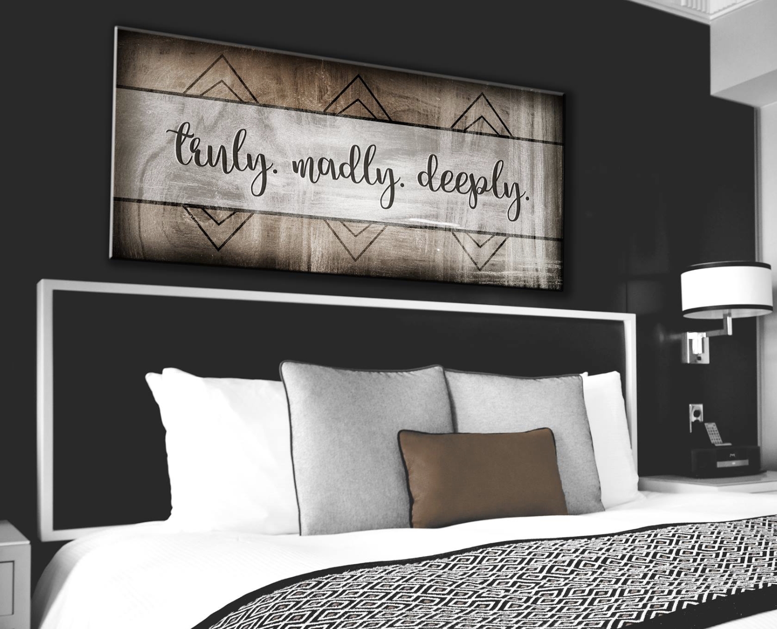 Hot Deal! Bedroom Wall Art - Truly, Madly, Deeply Love Canvas in 2 Sizes with Wood Frame (Ready to Hang)