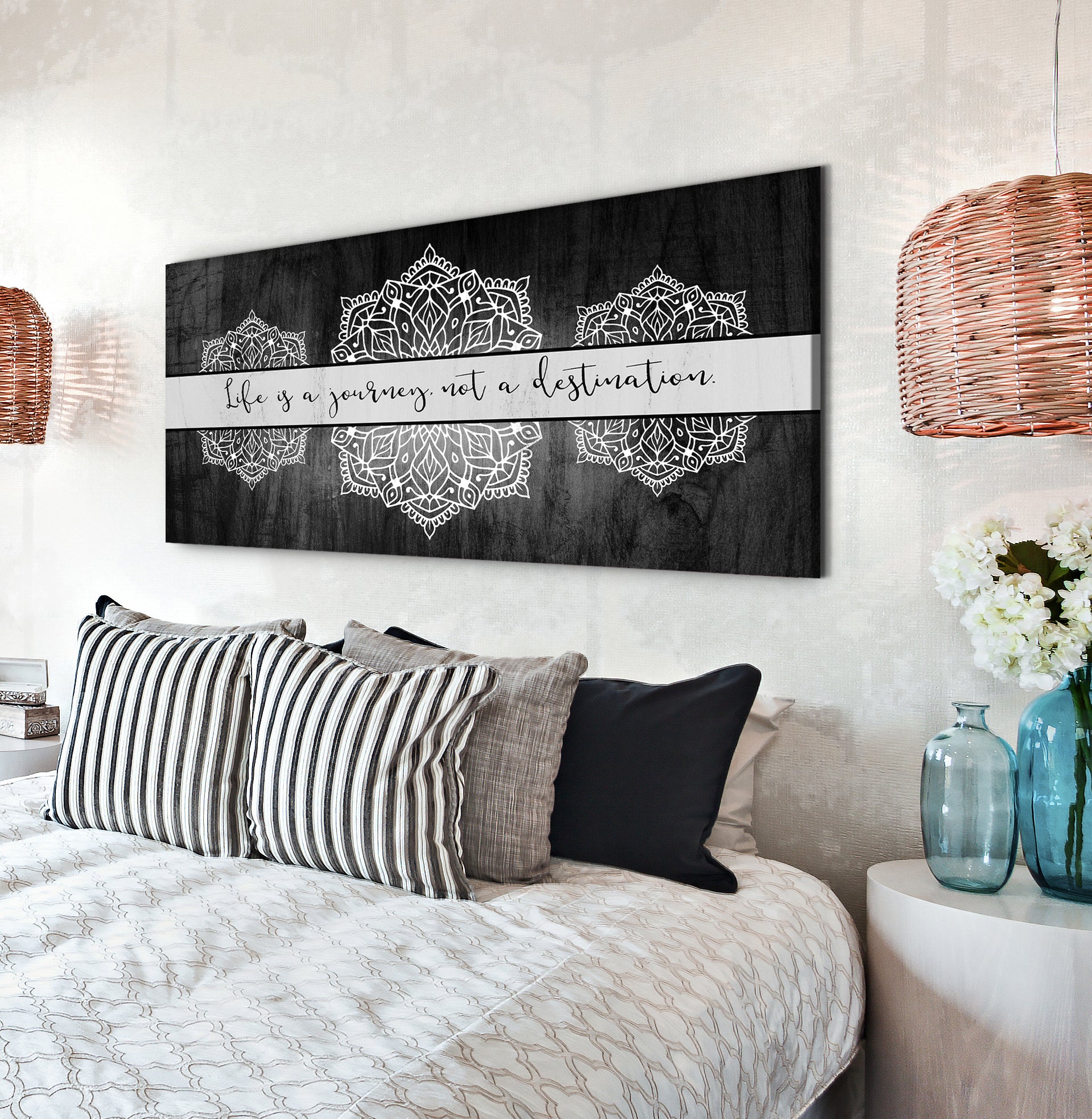 Boho Life is a Journey Wall Art with Wood Frame, Ready to Hang for Your Home
