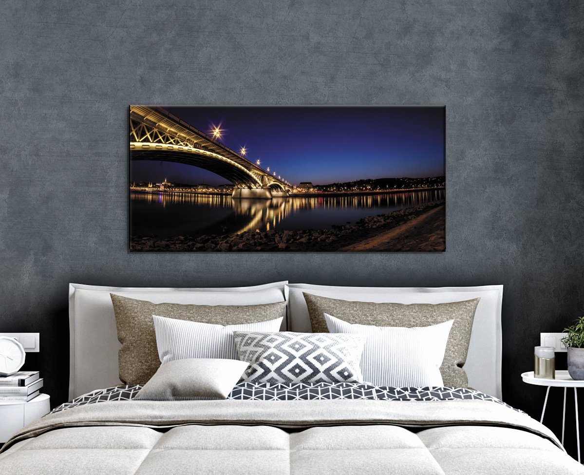 Hot Deal: Ready-to-Hang Nightlight Bridge City Wall Art with Wood Frame