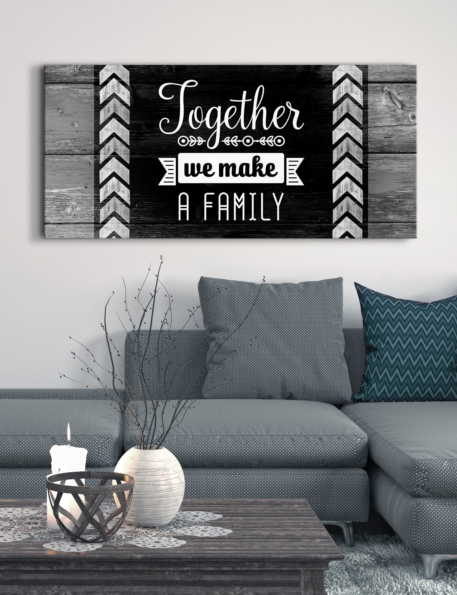 High - Quality Family Wall Art: 'Together We Make A Family' V2 with Wood Frame, Ready to Hang