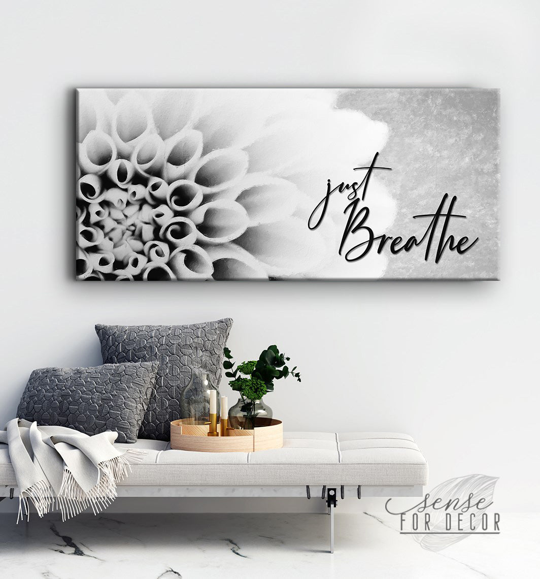 Vibrant Wood-Frame 'Just Breathe V18' Wall Art, Ready to Hang