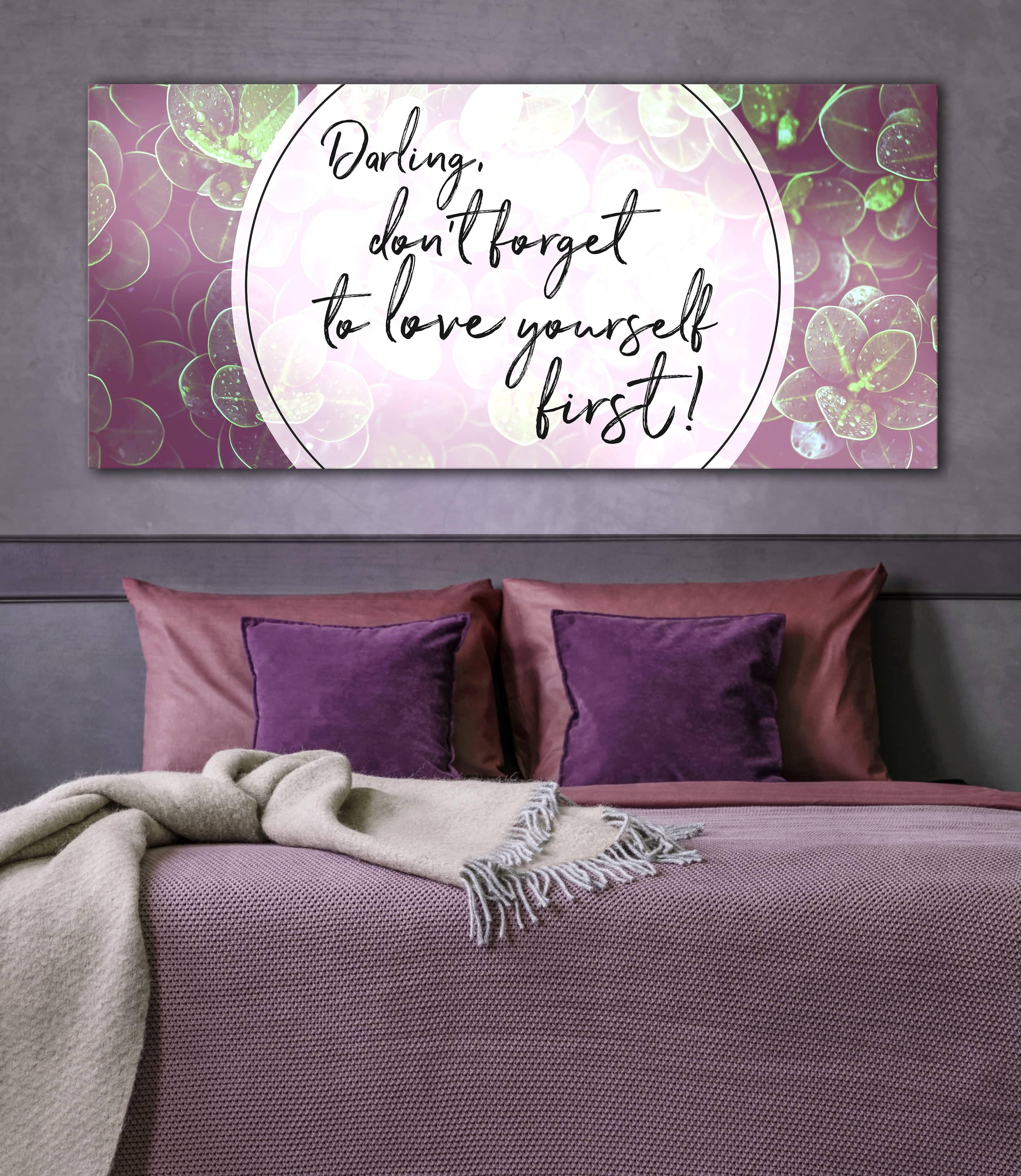 Hot Deal! Bedroom Wall Art - 'Darling Don't Forget To Love Yourself' with Wood Frame, Ready To Hang