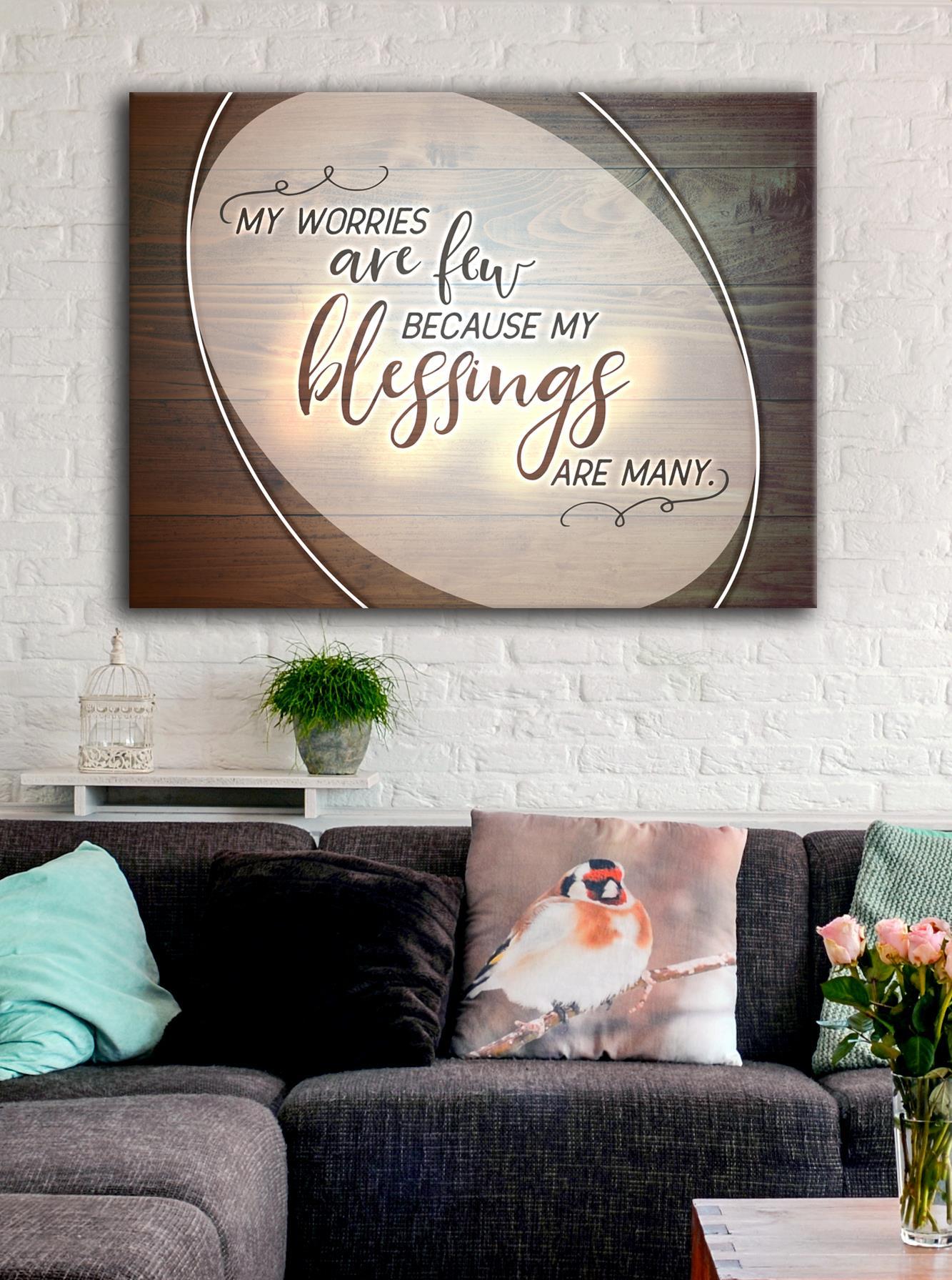 Exclusive Offer! High - Quality Wood - Framed Wall Art 'Few Worries' Ready to Hang for Your Home
