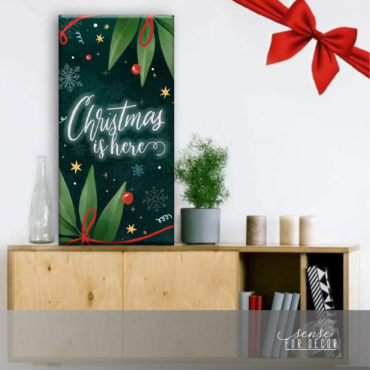 Hot Deal! Christmas Holiday Wall Art with Wood Frame, Ready To Hang