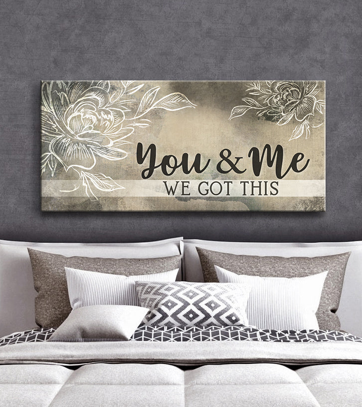 Hot Deal! Ready-to-Hang Couples Wall Art - 'You & Me We Got This' V14 with Wood Frame
