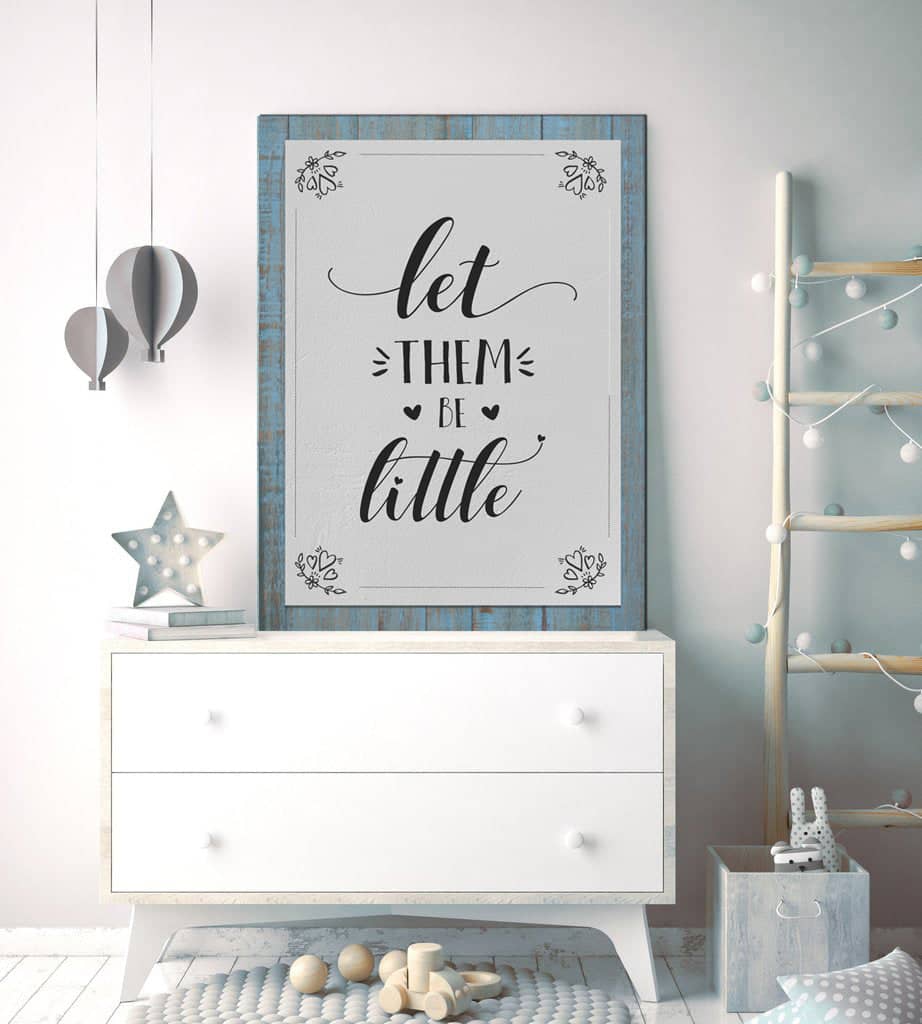 High - Quality Wood - Framed Baby Room Wall Art: Let Them Be Little (Ready To Hang)