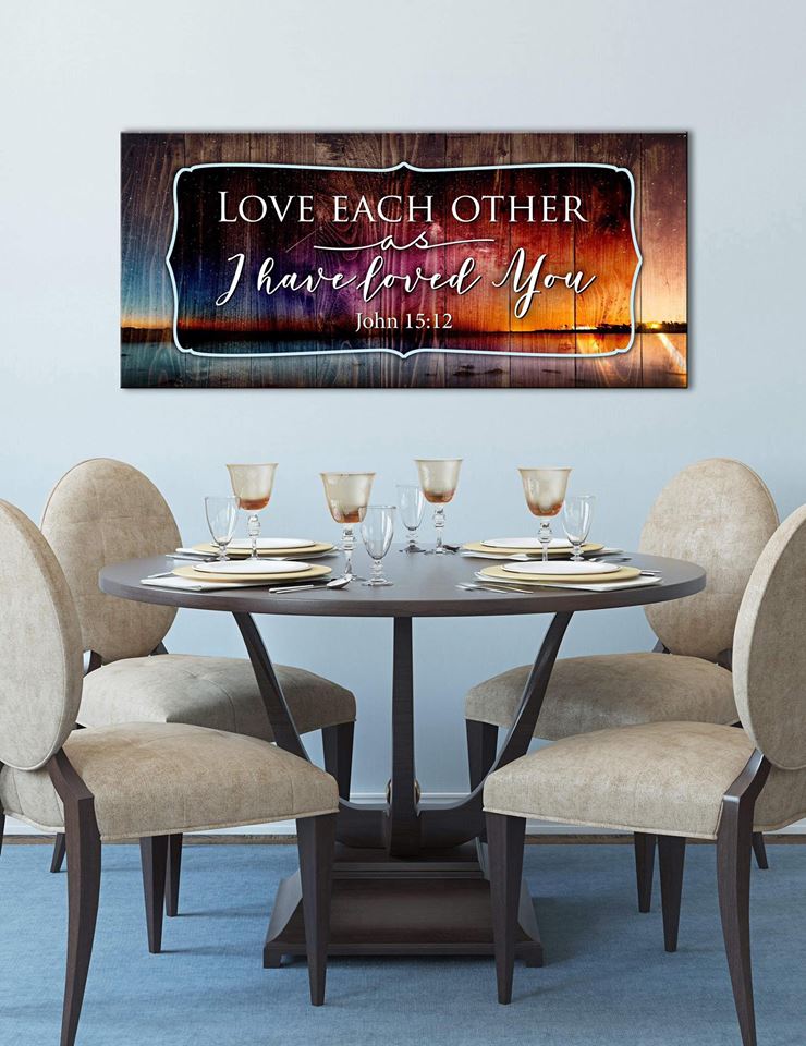 Christian Wall Art: Love Each Other As I Have Loved You V2 (Wood Frame Ready To Hang)