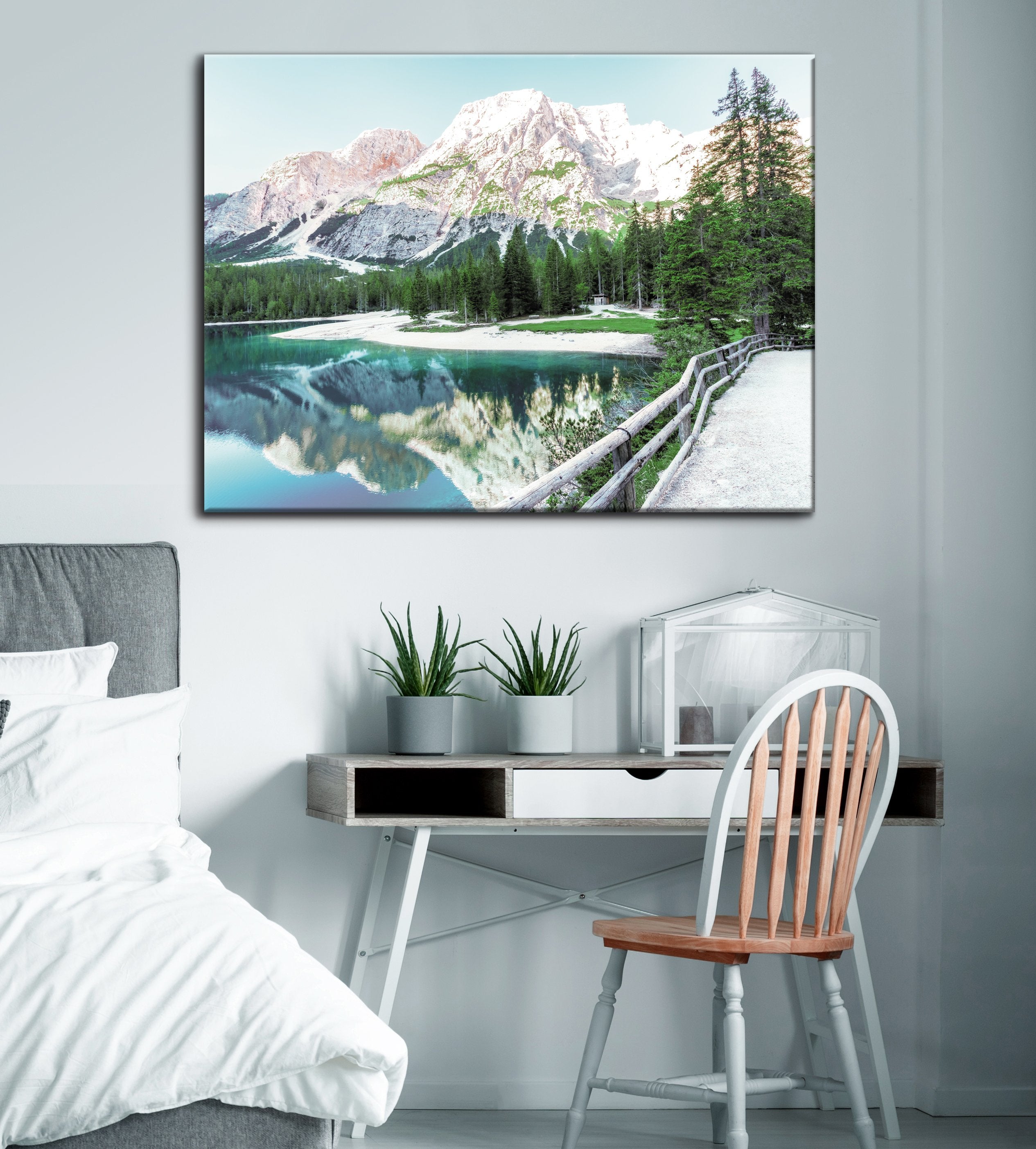 Hot Deal! Landscape Wall Art - Mountain Trail with Wood Frame, Ready To Hang