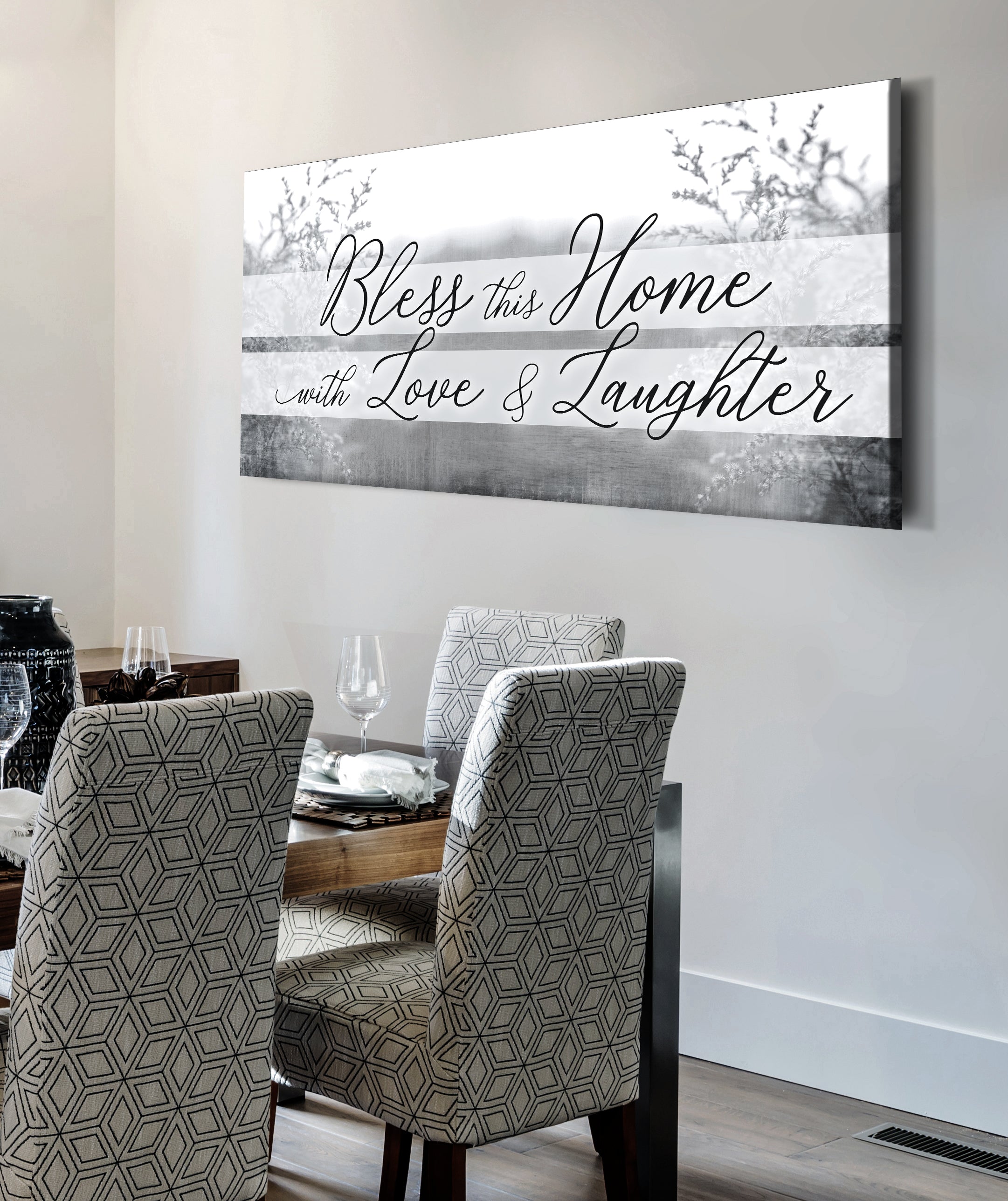 Hot Deal! Home Wall Art - Bless Your Home with Love and Laughter V4 (Wood Frame, Ready to Hang)