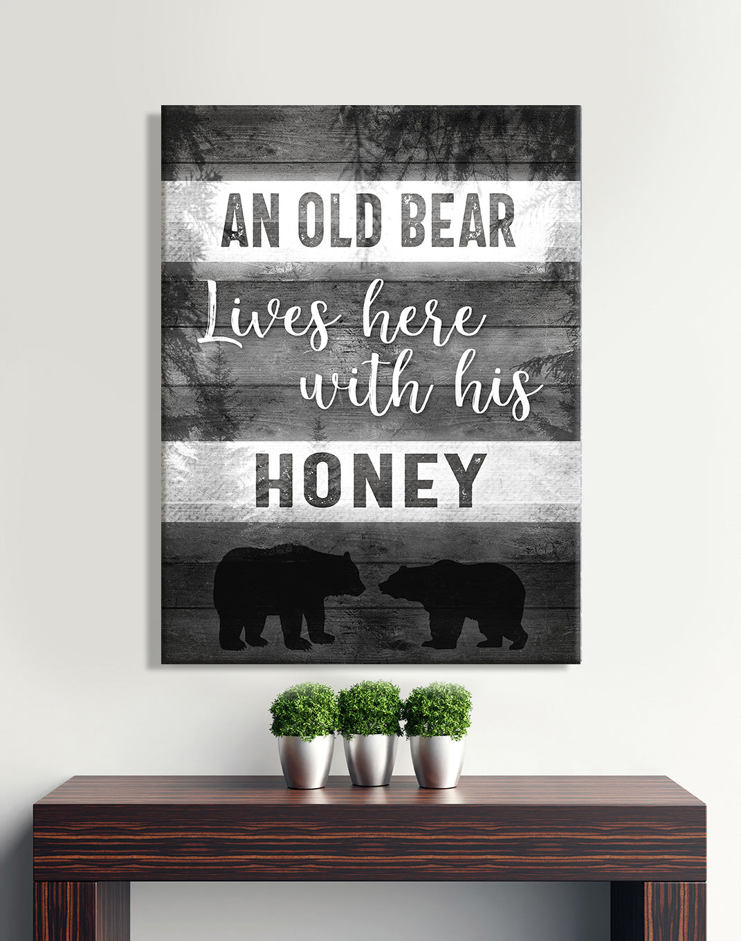 Hot Deal! Ready-to-Hang Wood Frame Home Wall Art - An Old Bear With His Honey