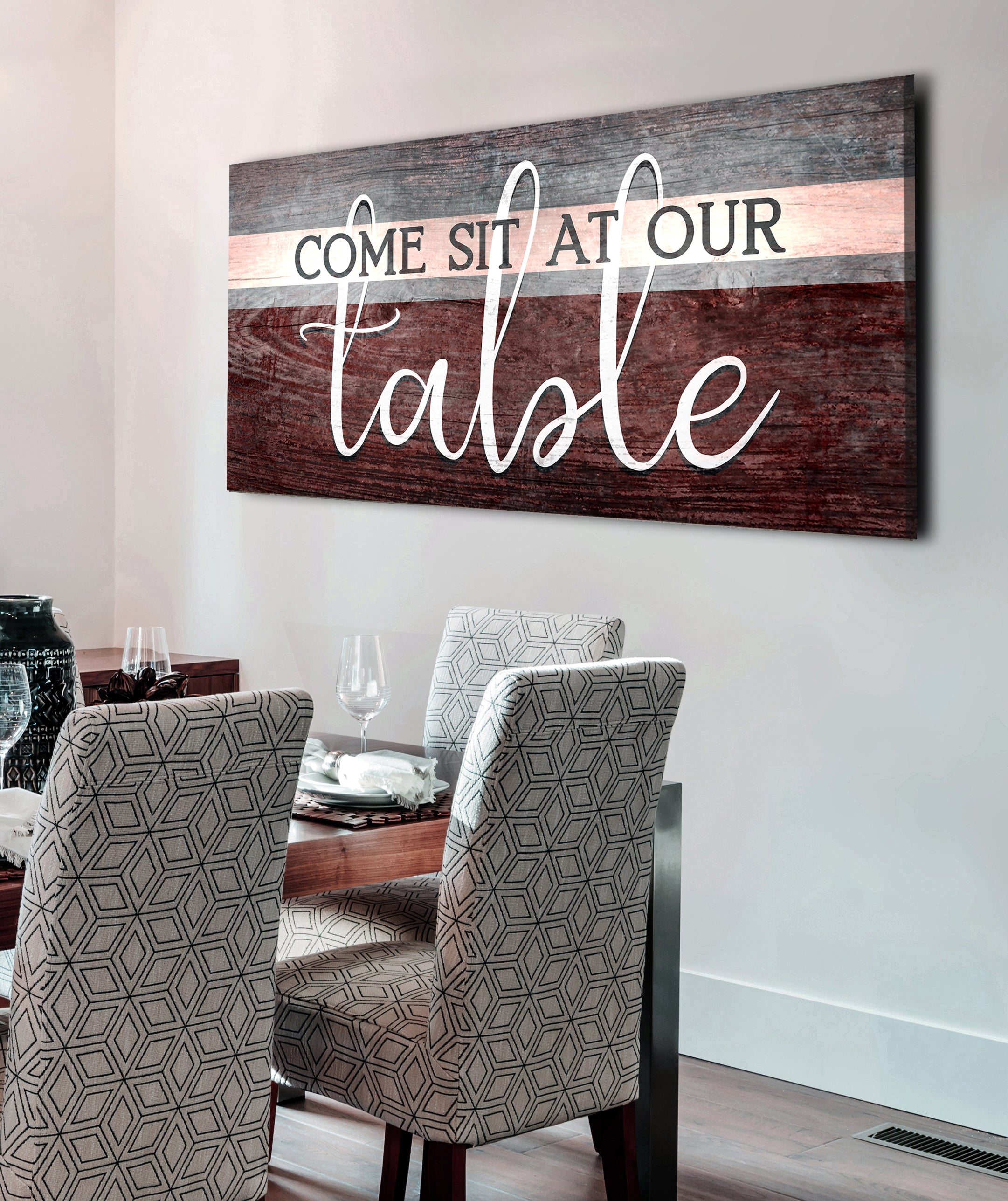 Ready-to-Hang Wood Frame Kitchen Wall Art: Come Sit At Our Table
