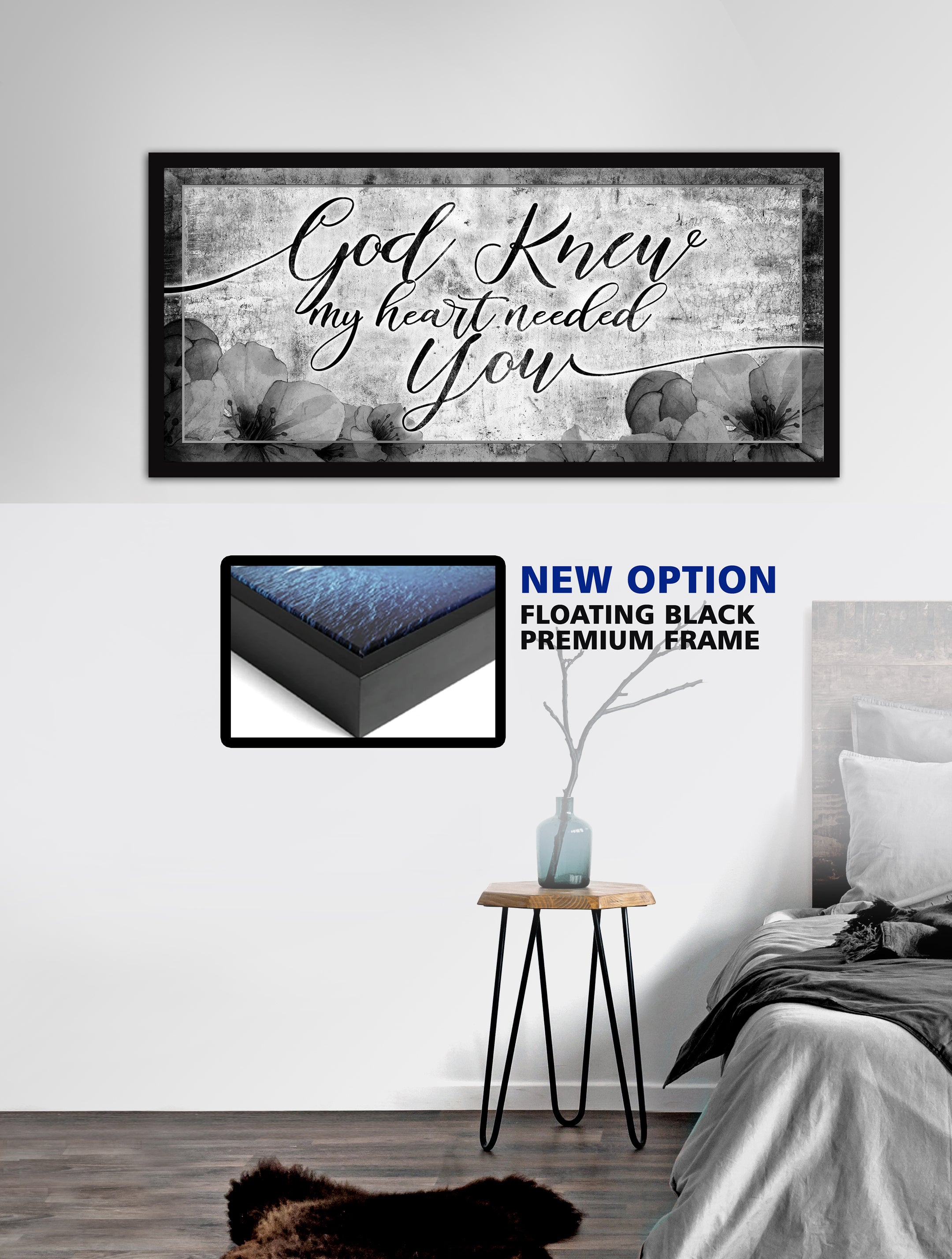 High - Quality Christian Wall Art: God Knew My Heart Needed You V13 with Wood Frame for Easy Hanging