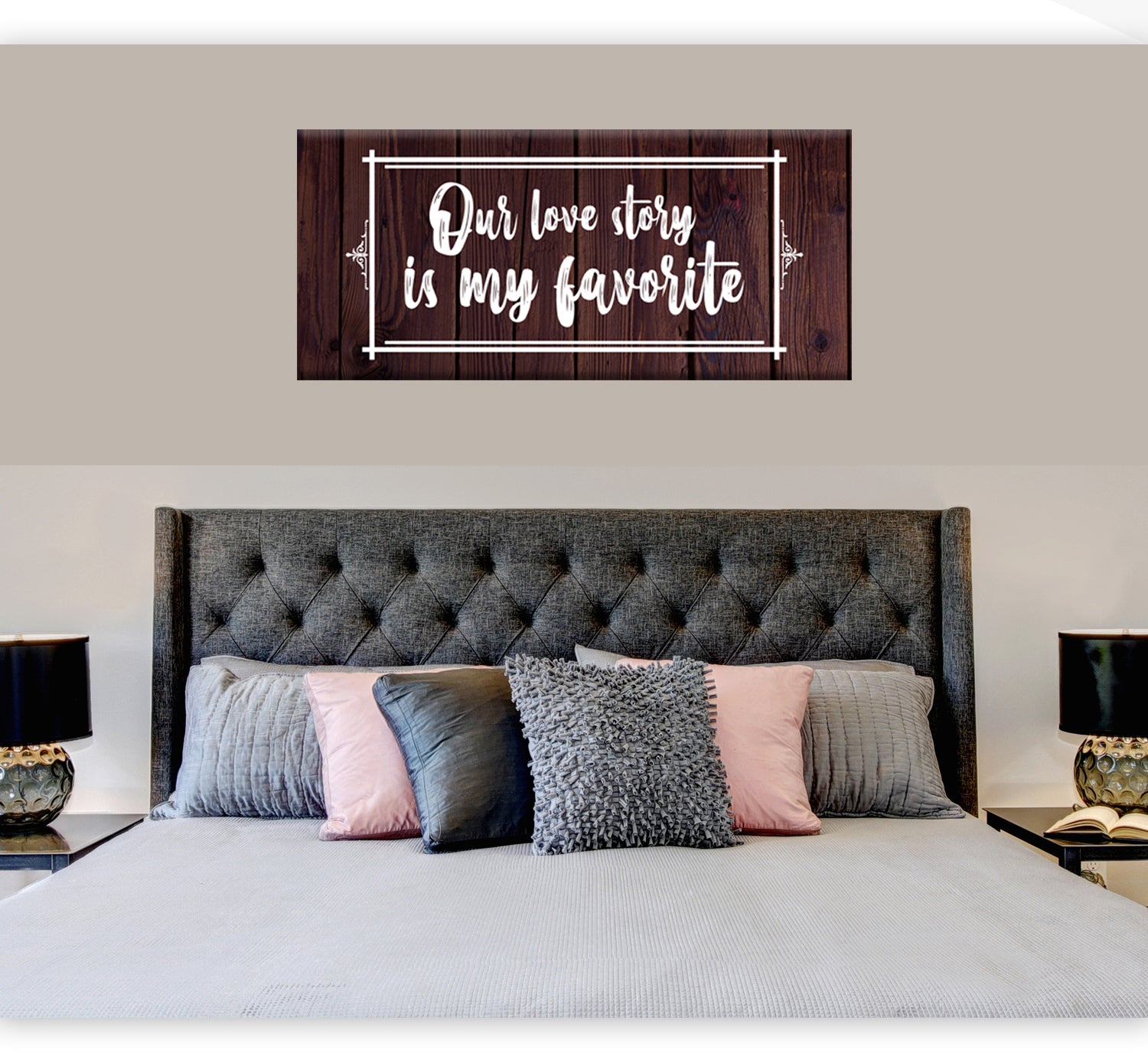 Exclusive Couples Wall Art: 'Our Love Story Is My Favorite' - Wood Frame, Ready to Hang!