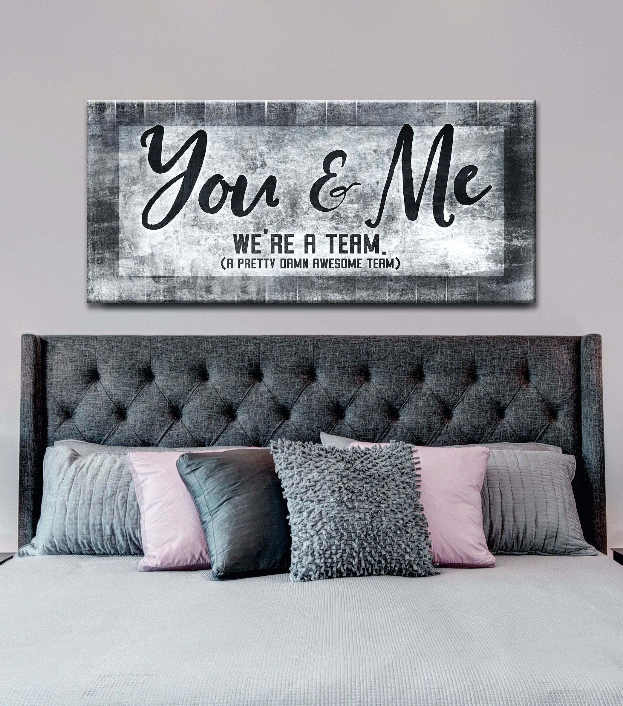 High - Quality Couples Wall Art: 'You & Me, A Perfect Team' with Wood Frame, Ready to Hang