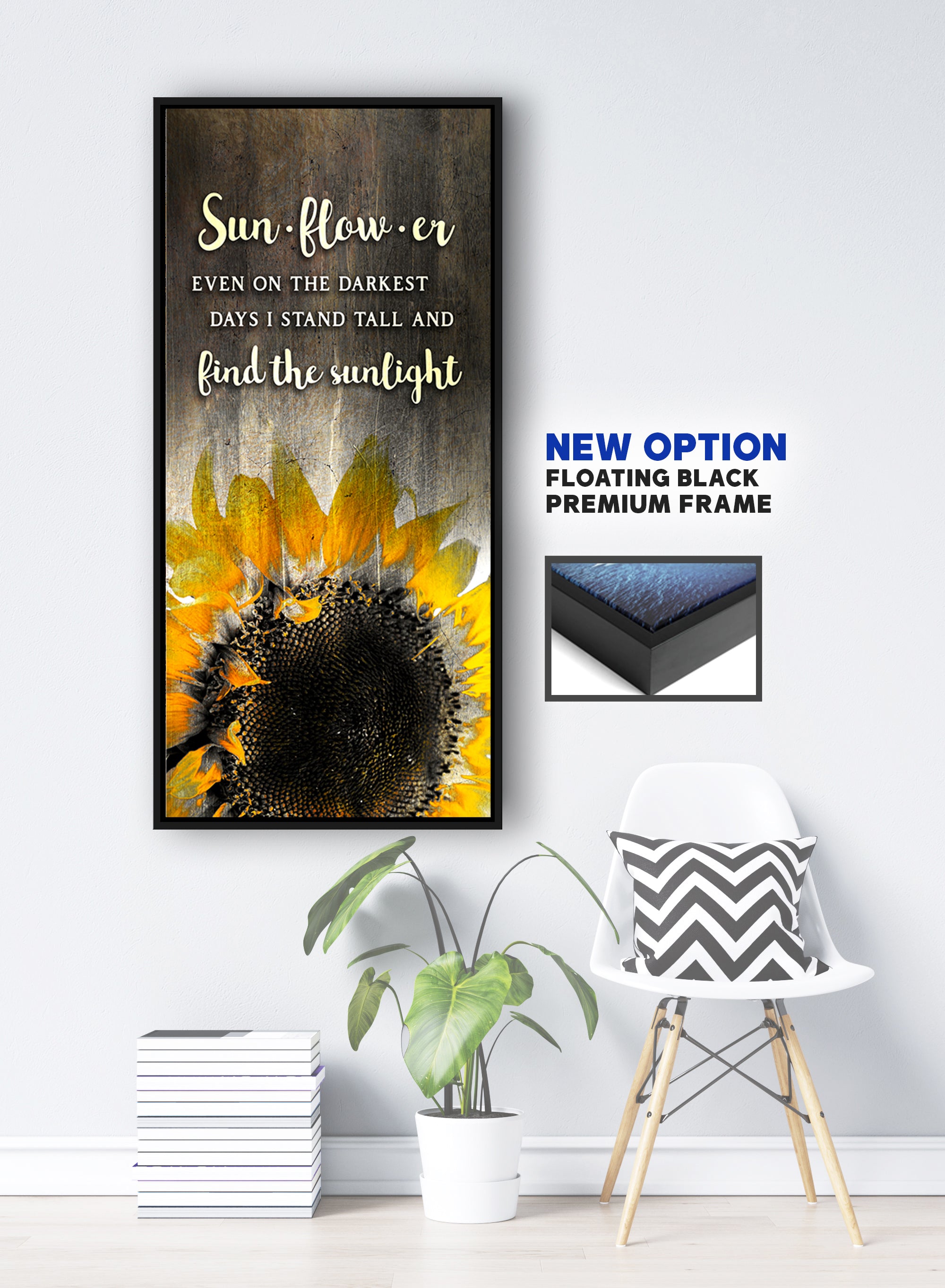 Christian Sunflower Wall Art: Stand Tall Even on the Darkest Days - Buy 2, Save 20%