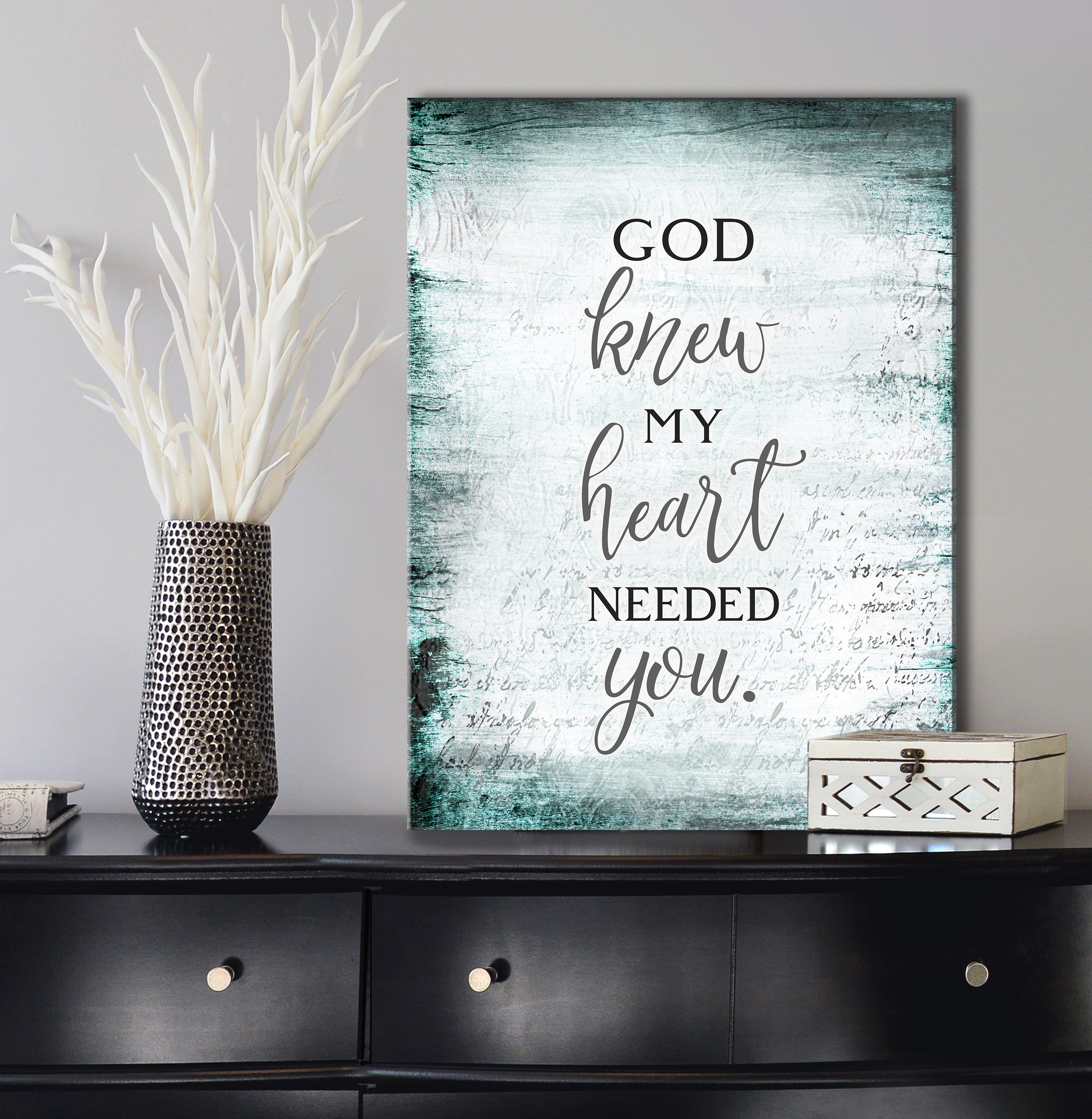 Hot Deal! Christian Wall Art - God Knew My Heart Needed You V3 with Wood Frame, Ready to Hang