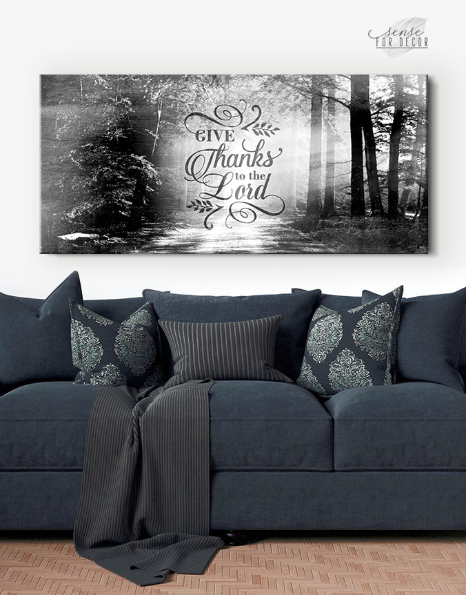 Christian Wall Art - 'Give Thanks to the Lord V2' with Wood Frame, Ready to Hang! Buy 2 Save 20%