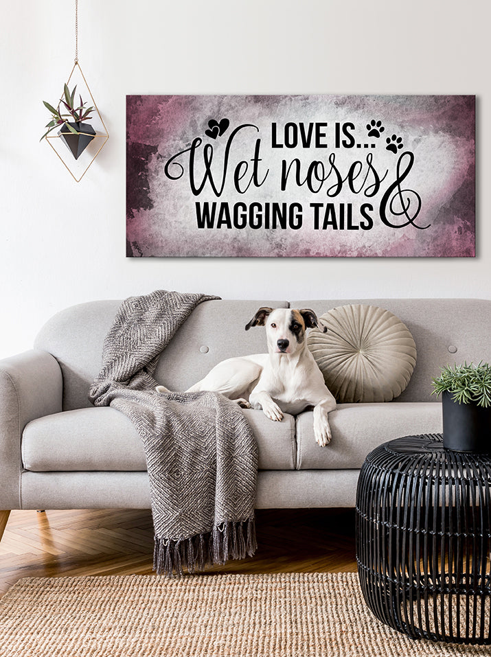 High - Quality Wood - Framed Pet Wall Art: Love in Wet Noses and Wagging Tails (Ready to Hang)