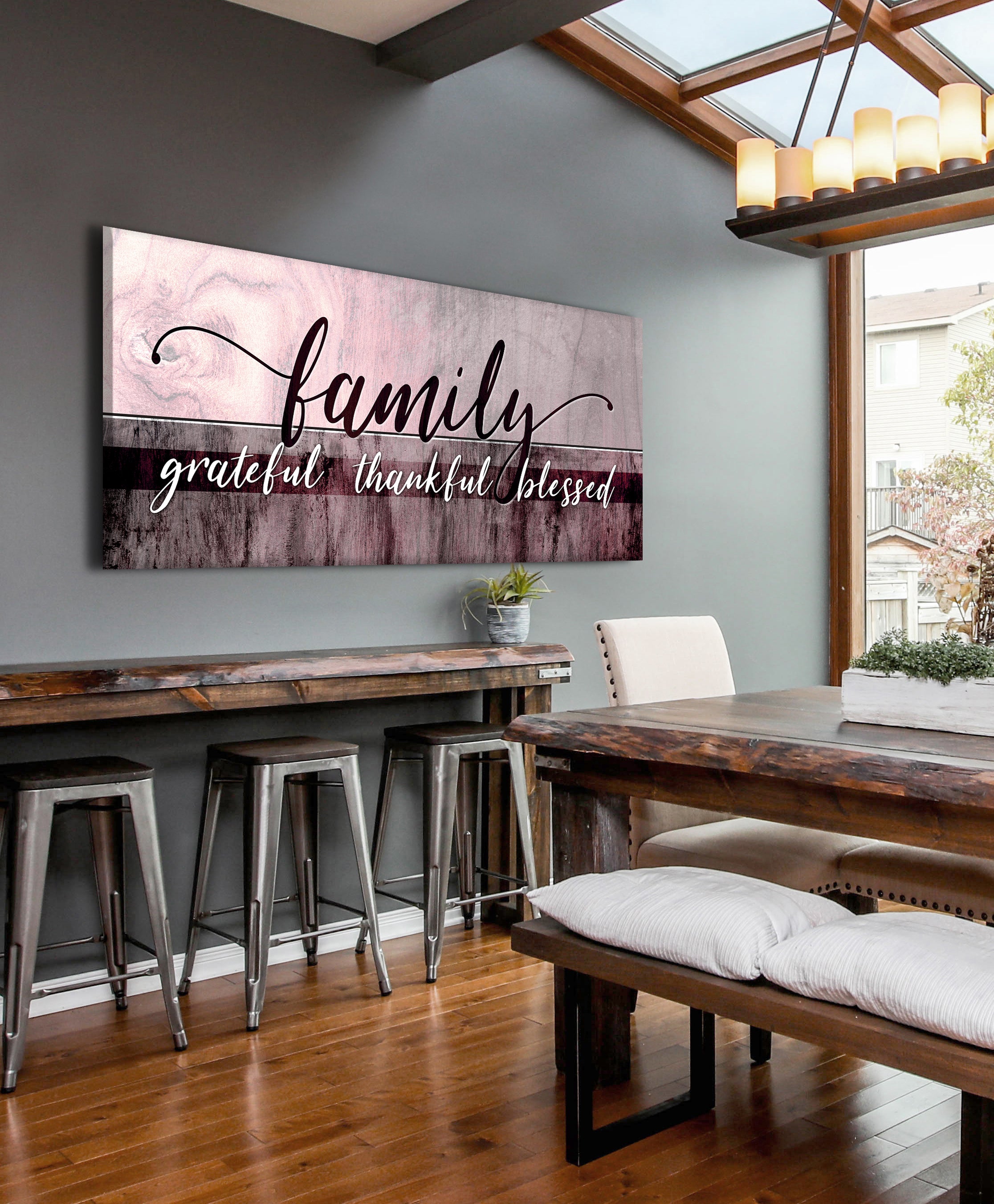 Exclusive Family Wall Art: 'Grateful, Thankful, Blessed' in Wood Frame - Ready to Hang! Buy 2 Save 20%