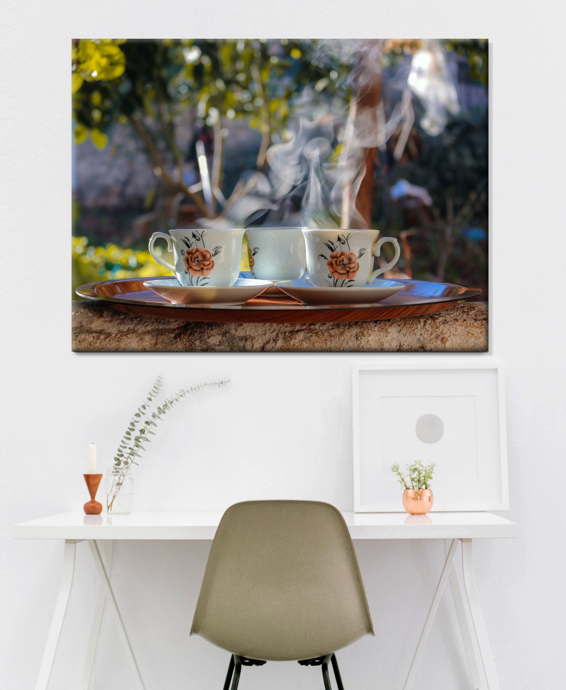 Exclusive Offer! High - quality Wood - framed Tea Cups Wall Art Ready To Hang For Your Home