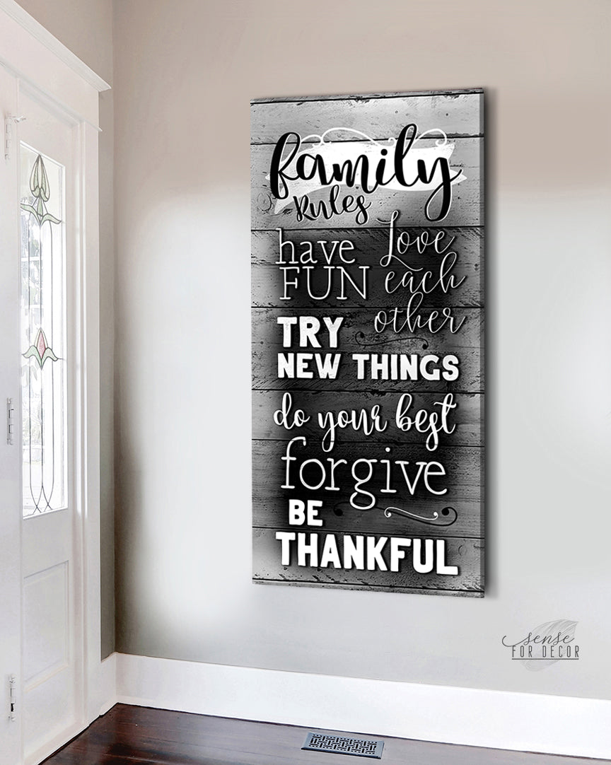 Exclusive Family Wall Art - Family Rules V4 with Wood Frame, Ready to Hang! Buy 2 Save 20%