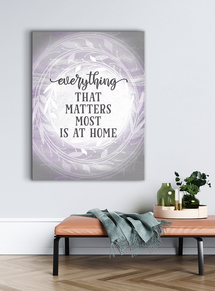 High - Quality Wood - Framed Home Wall Art: All That Matters Is at Home V2 (Ready To Hang)
