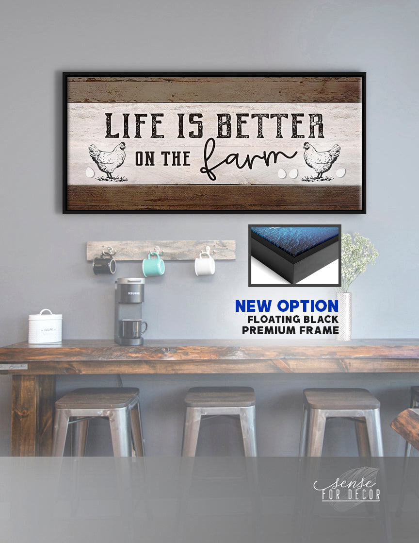 High - Quality Wood - Framed Farm Wall Art: Life's Better on the Farm V2 (Ready To Hang)