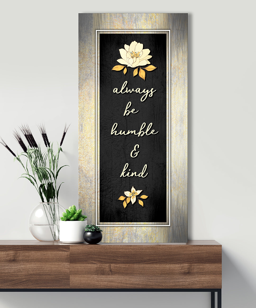 Exclusive Christian Wall Art: 'Always Stay Humble and Kind' V7 - Wood Frame, Ready to Hang!