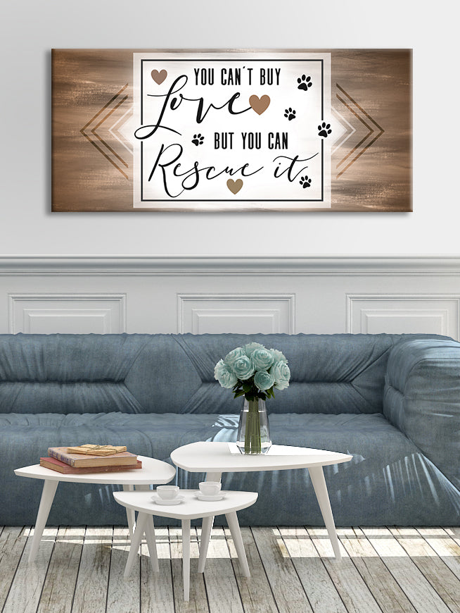 Promo! High - Quality Wood - Framed Pet Wall Art: Rescue Love, Can't Buy It