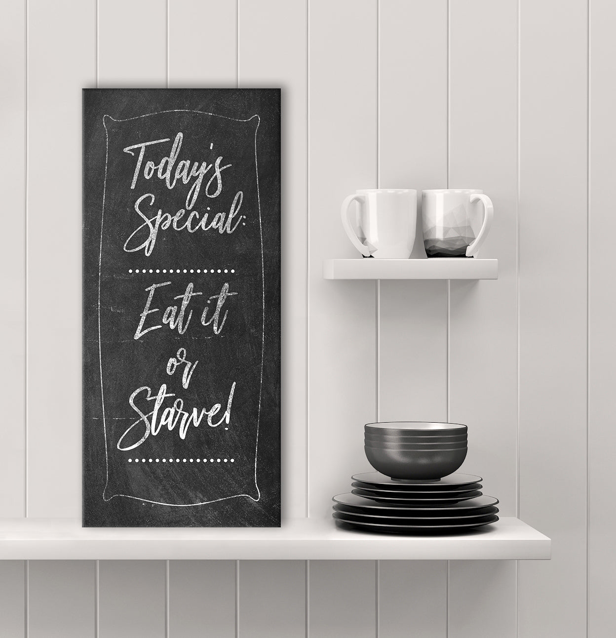 Today's Special! Kitchen Wall Art - 'Eat It Or Starve' (Wood Frame, Ready To Hang)