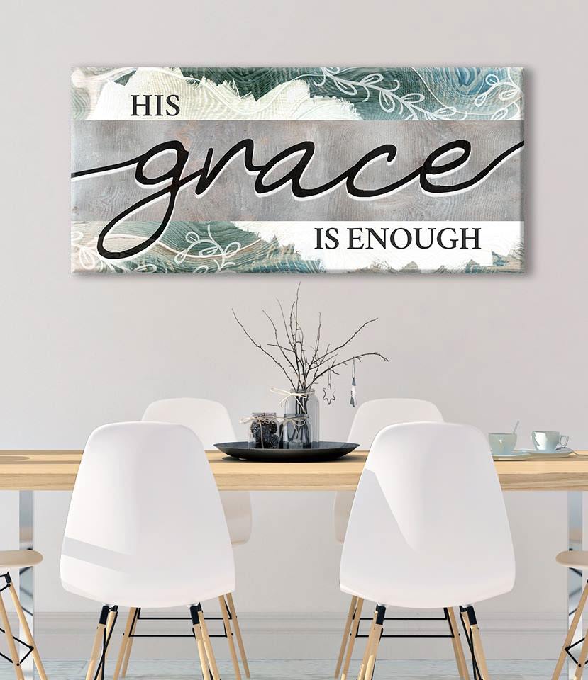 Hot Deal! Christian Wall Art - 'His Grace Is Enough V4' with Wood Frame, Ready to Hang