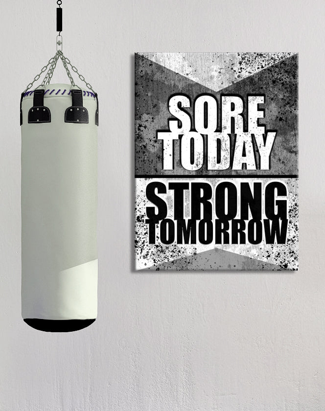 Exclusive Fitness Wall Art - 'Sore Today, Strong Tomorrow' with Wood Frame, Ready to Hang!