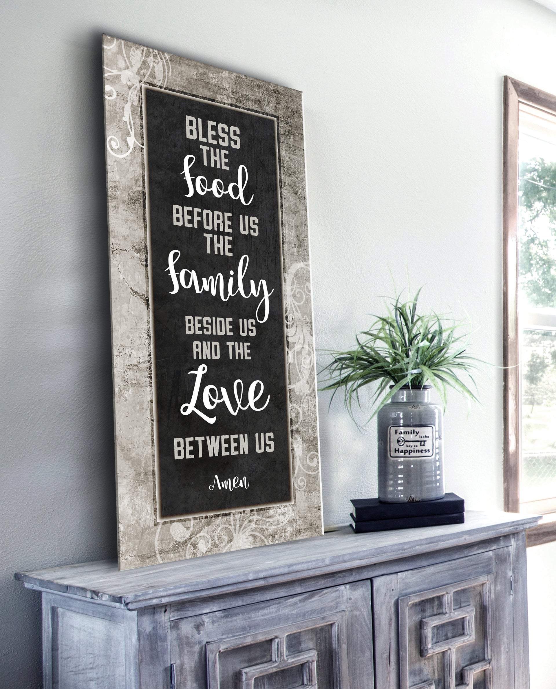 Christian Wall Art: Bless The Food V6 (Wood Frame Ready To Hang)