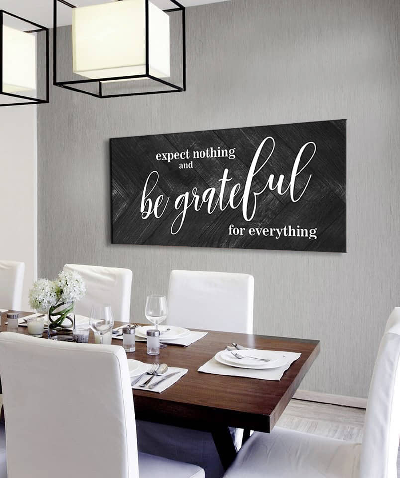 Ready-to-Hang Wood-Frame Home Wall Art: 'Expect Nothing, Be Grateful' V2
