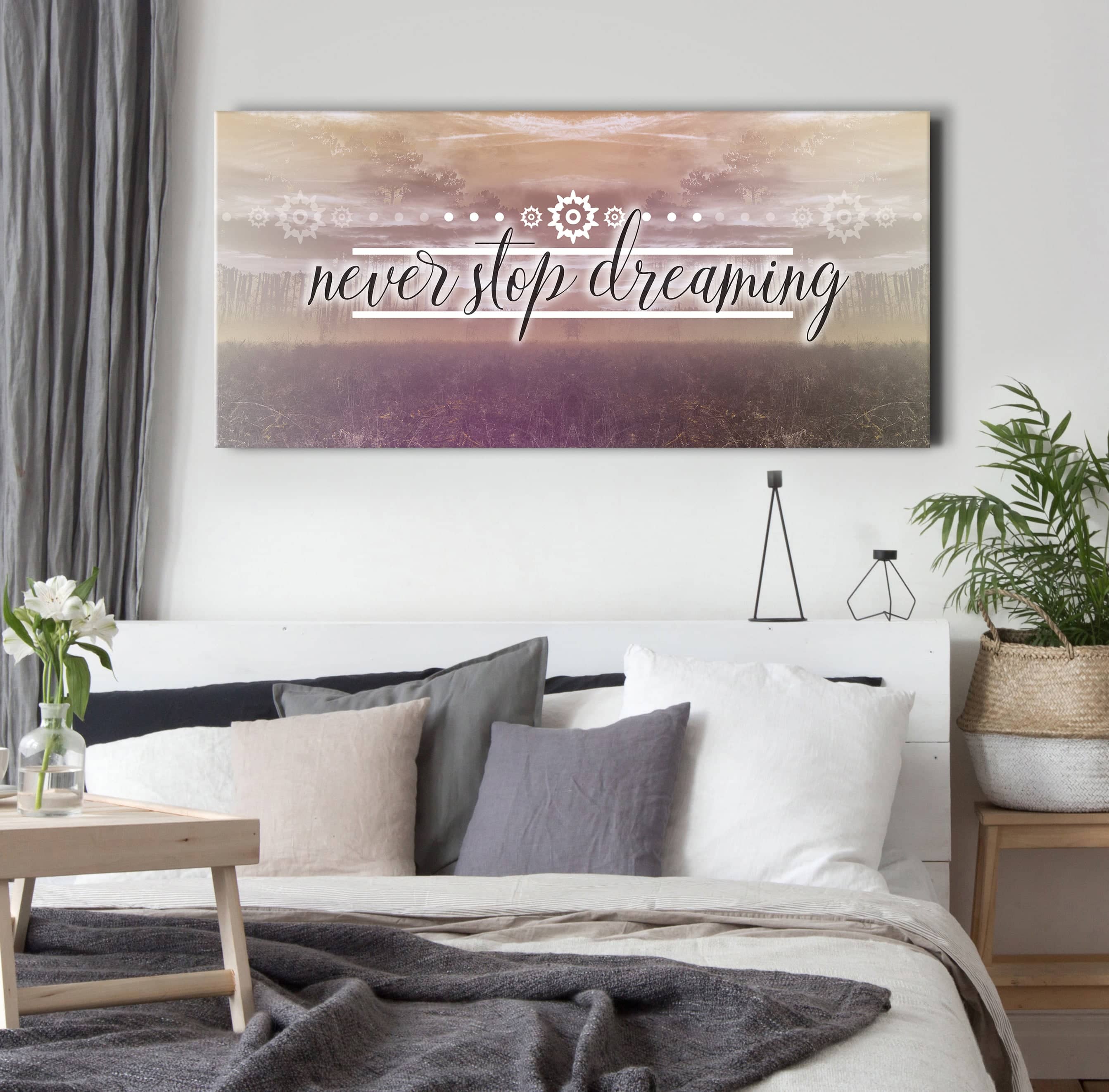 High - Quality Wood - Framed Bedroom Wall Art: Keep Dreaming, Ready to Hang