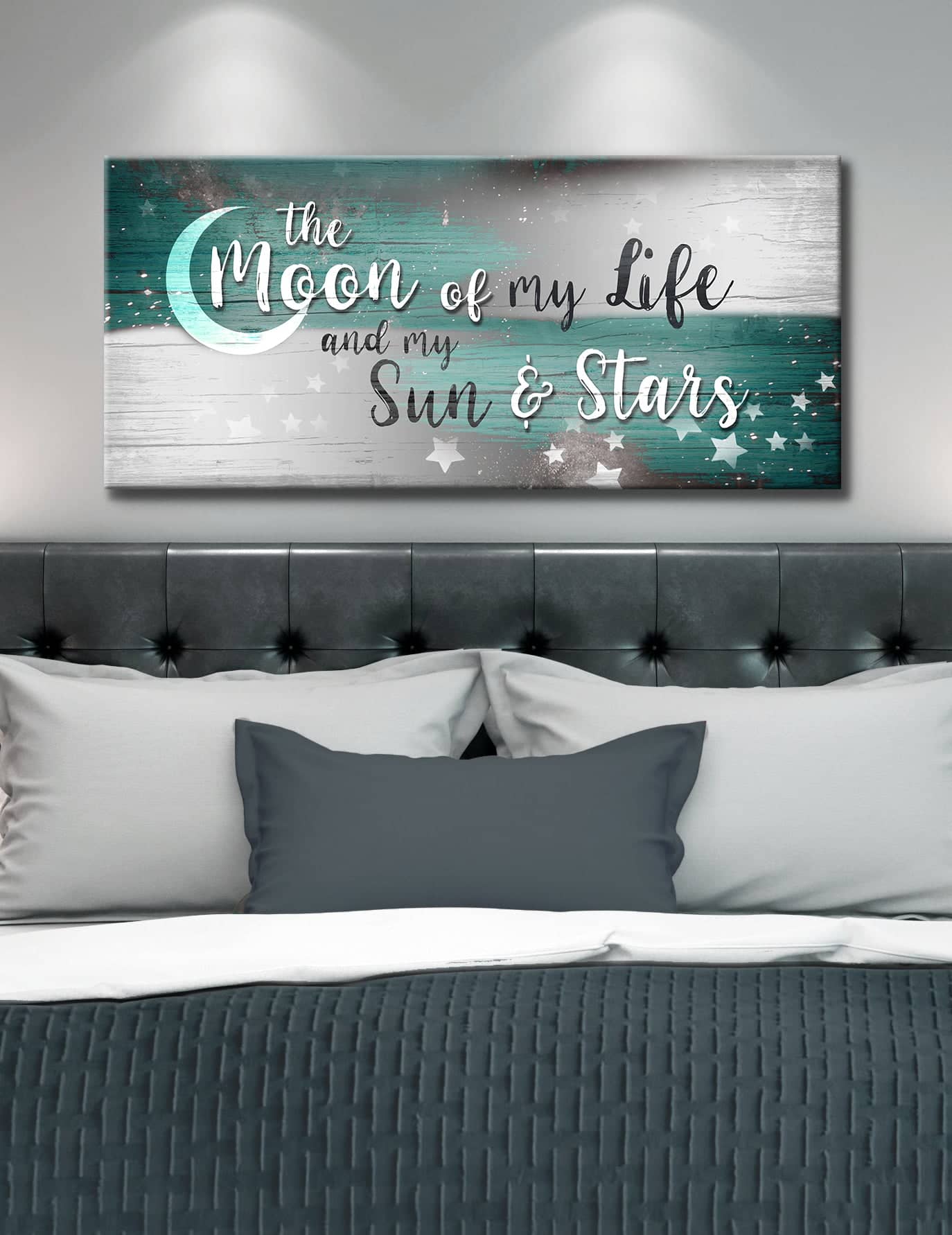 Ready - To - Hang Wood - Framed Bedroom Wall Art: 'Moon Of My Life' V2