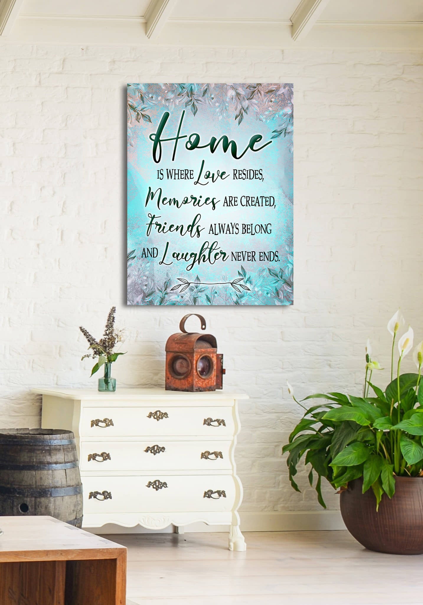 High - Quality Wood - Framed Home Wall Art: 'Home Is Where Love Resides' V4 (Ready To Hang)
