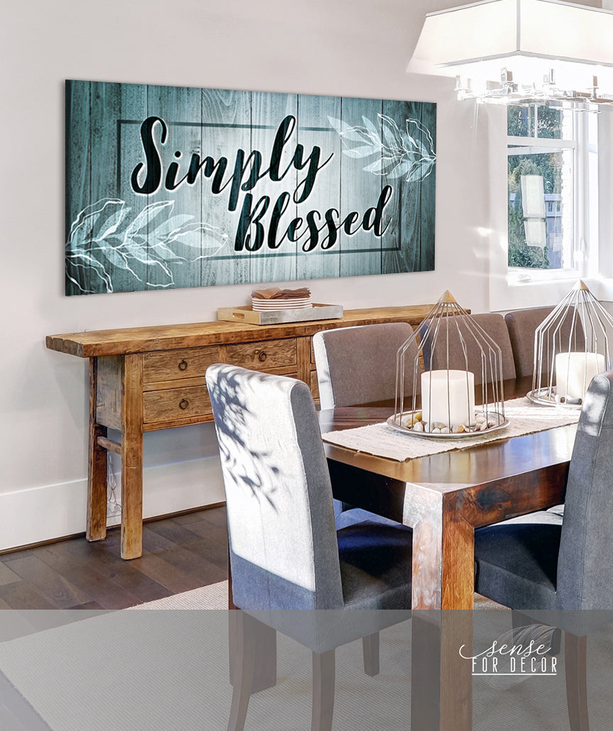Christian Wall Art: Simply Blessed V8 - High - Quality Wood - Framed Wall Art, Ready to Hang! Buy 2 Save 20%