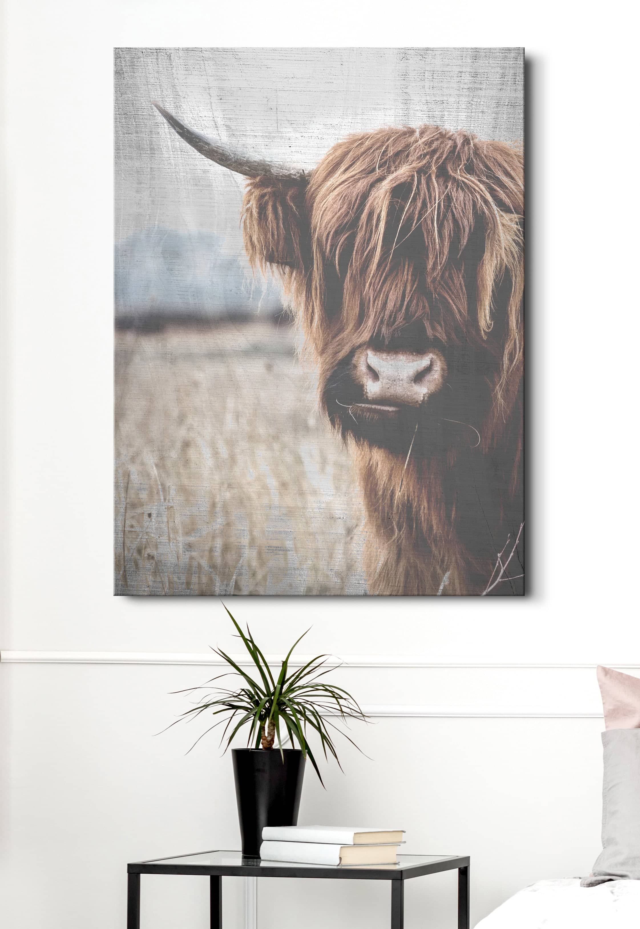 Exclusive Highland Cattle V5 Animal Wall Art with Wood Frame - Ready to Hang!