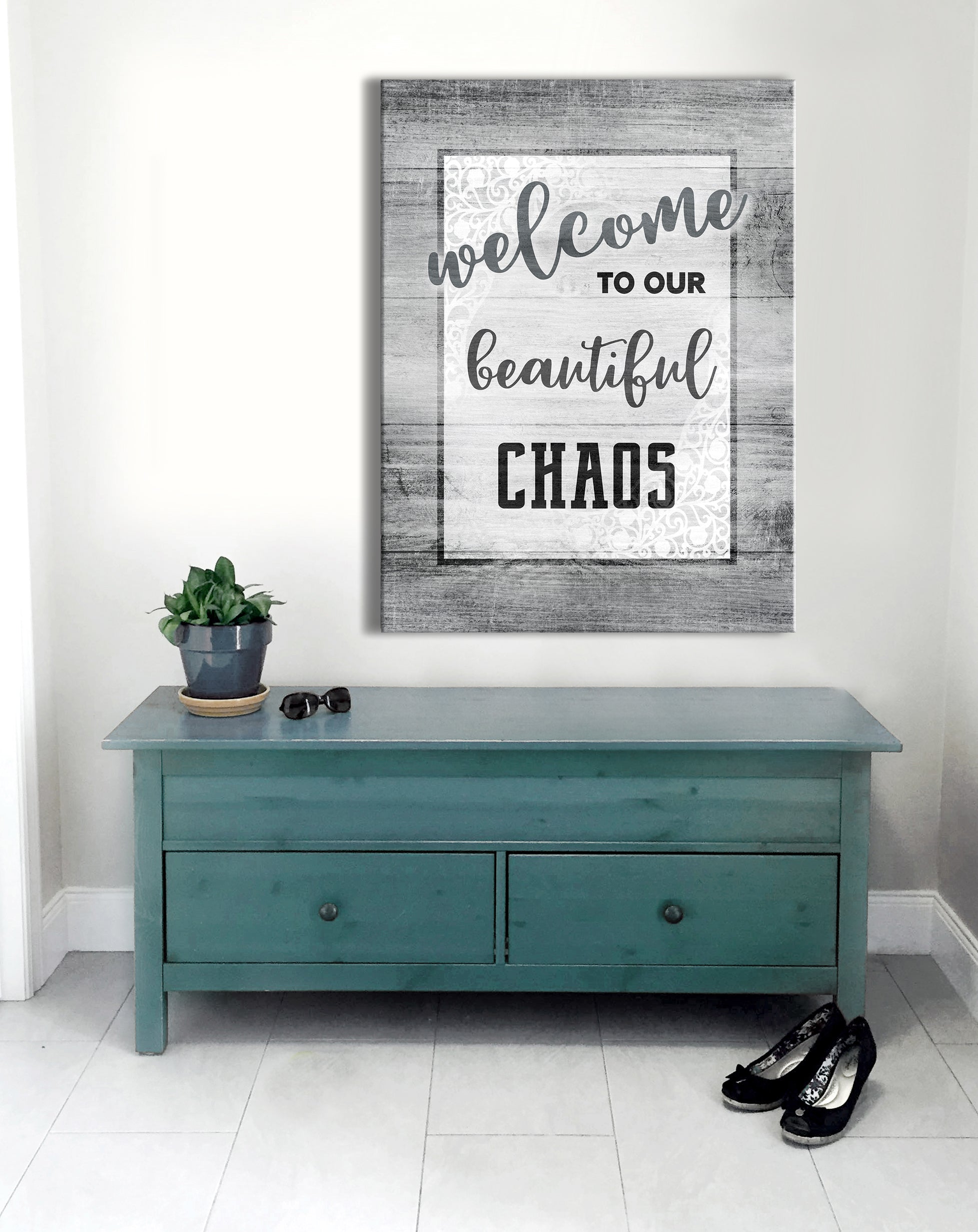 High - Quality Wood - Framed Wall Art: Welcome To Our Beautiful Chaos V2 (Ready To Hang)