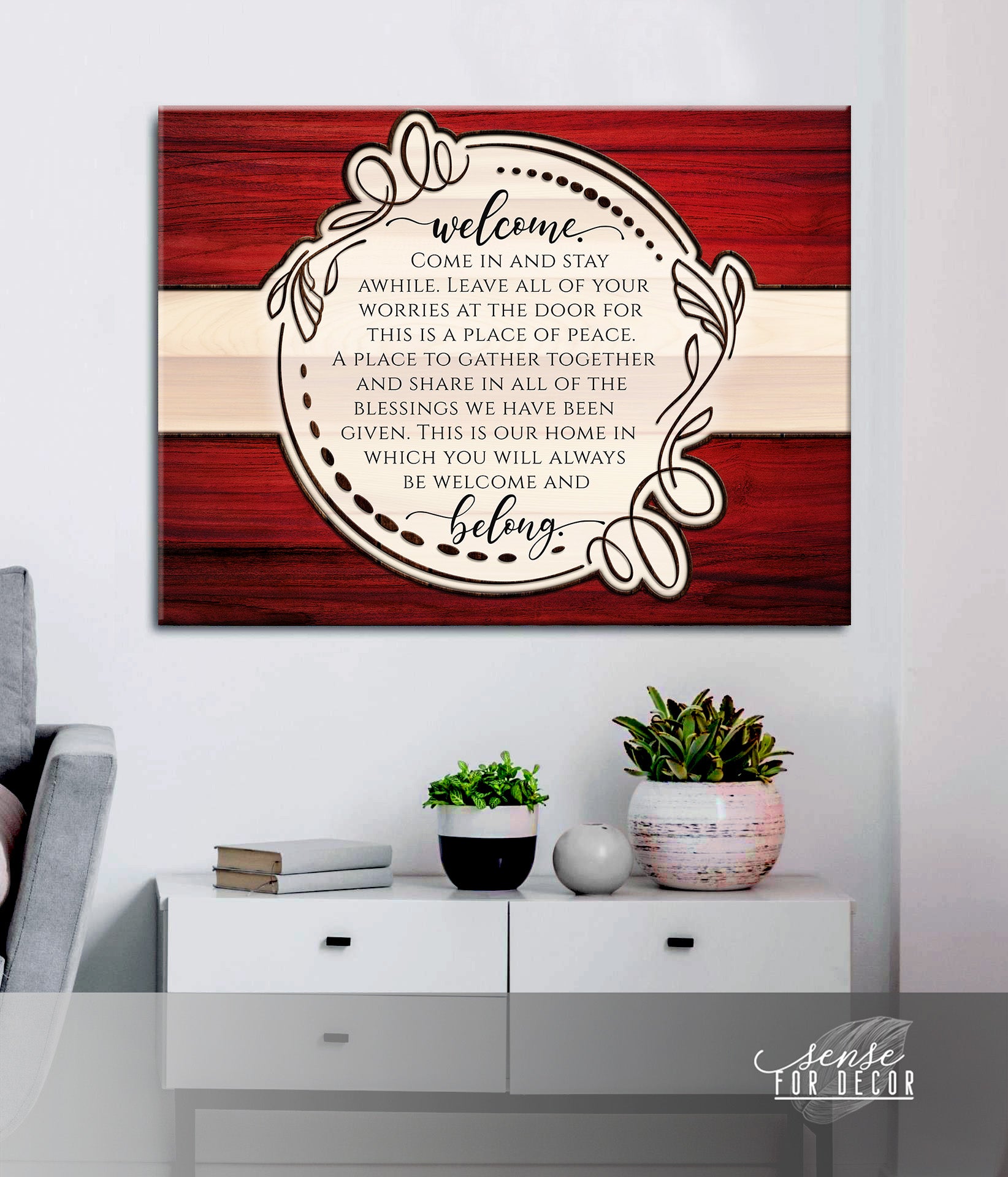 Exclusive Home Wall Art - 'Welcome Belong' with Wood Frame, Ready to Hang! Buy 2, Save 20%