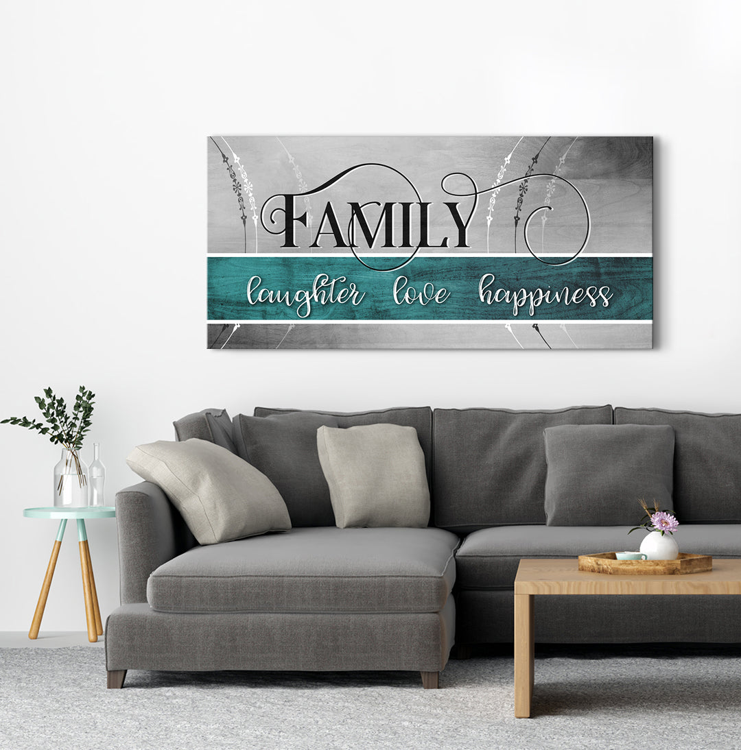 Exclusive Family Wall Art: Family Laughter, Love & Happiness - Wood Frame, Ready To Hang! Buy 2 Save 20%