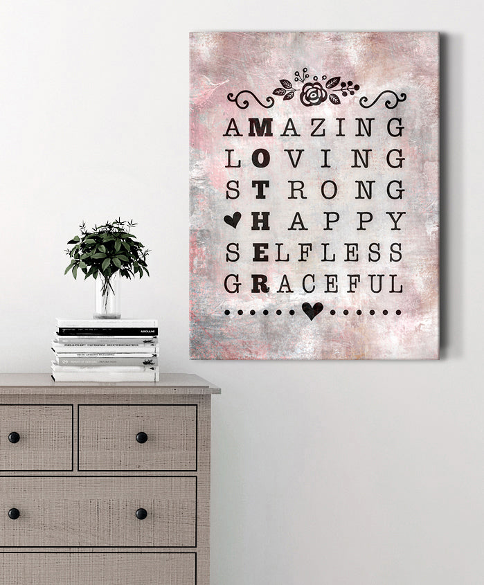Hot! Amazing Mother Word Sign Wall Art with Wood Frame (Ready To Hang)