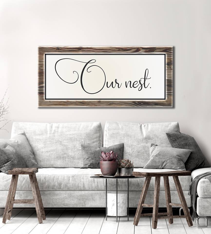 Exclusive Offer! Home Wall Art - Our Nest with Wood Frame, Ready To Hang