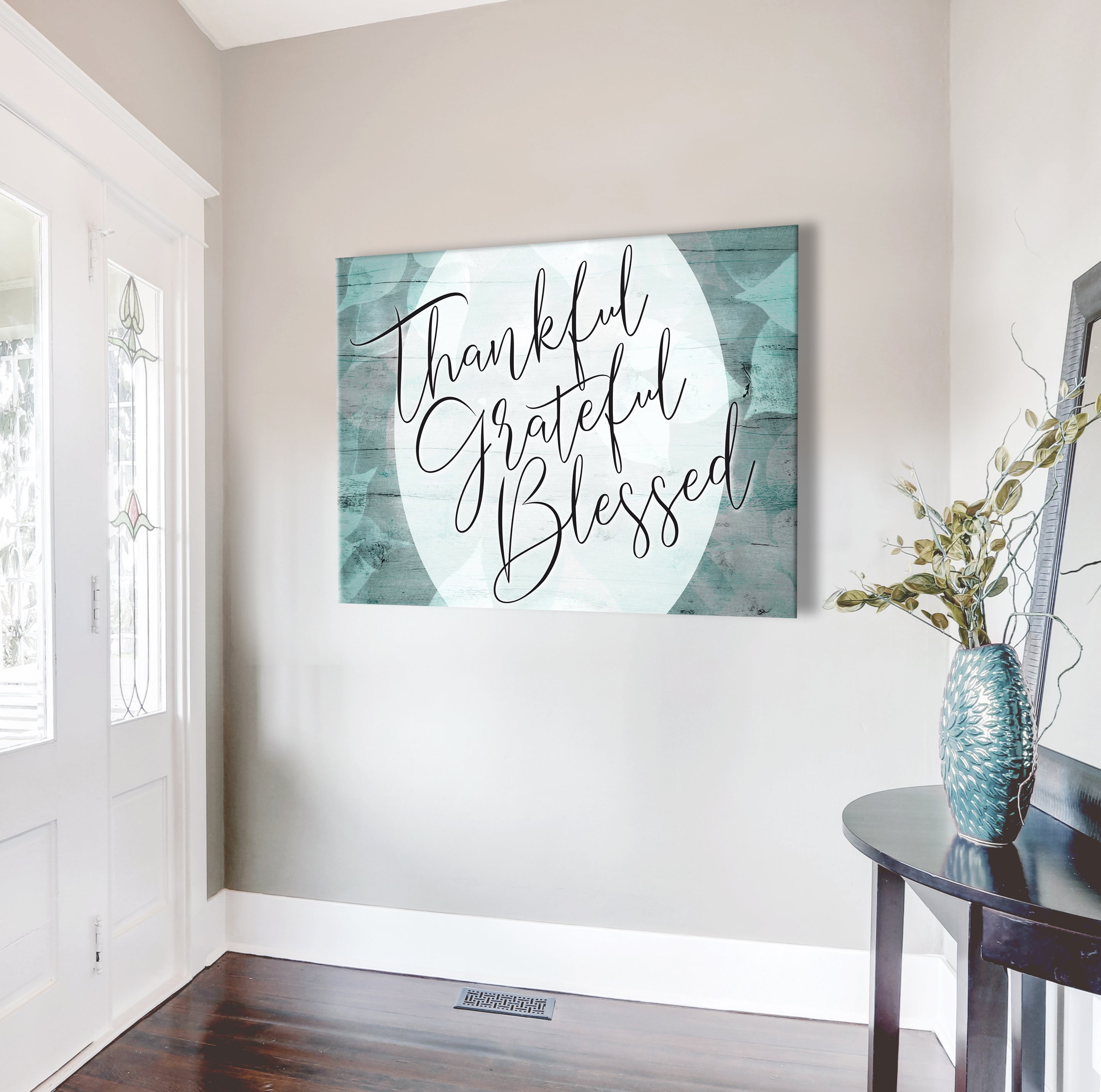 Christian Wall Art: Thankful Grateful Blessed V5 - Wood Frame, Ready To Hang! Buy 2 Save 20%