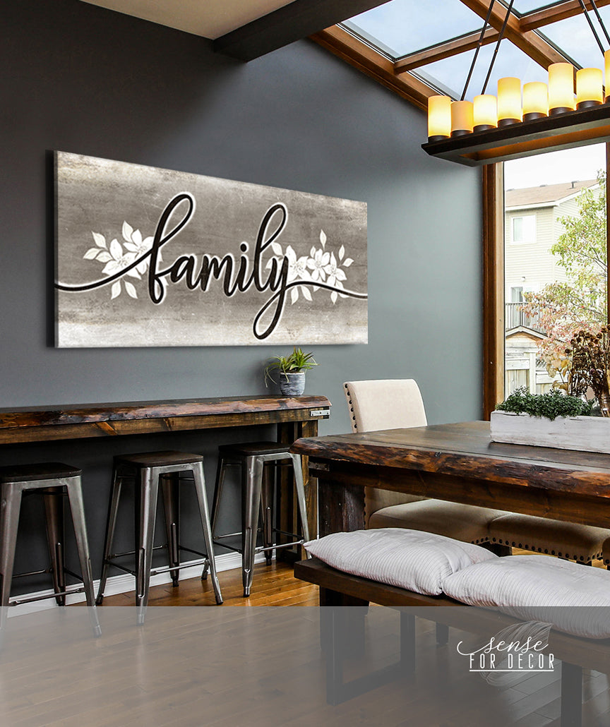 Hot Deal! Family Wall Art - Ready-to-Hang Family Word Sign V12 with Wood Frame