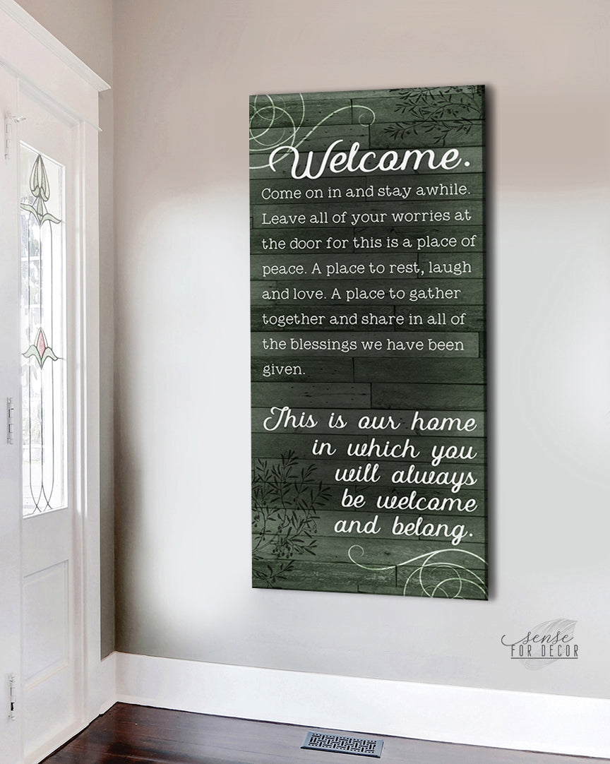 Exclusive Offer! Ready-to-Hang Wood Frame Home Wall Art: Welcome and Stay